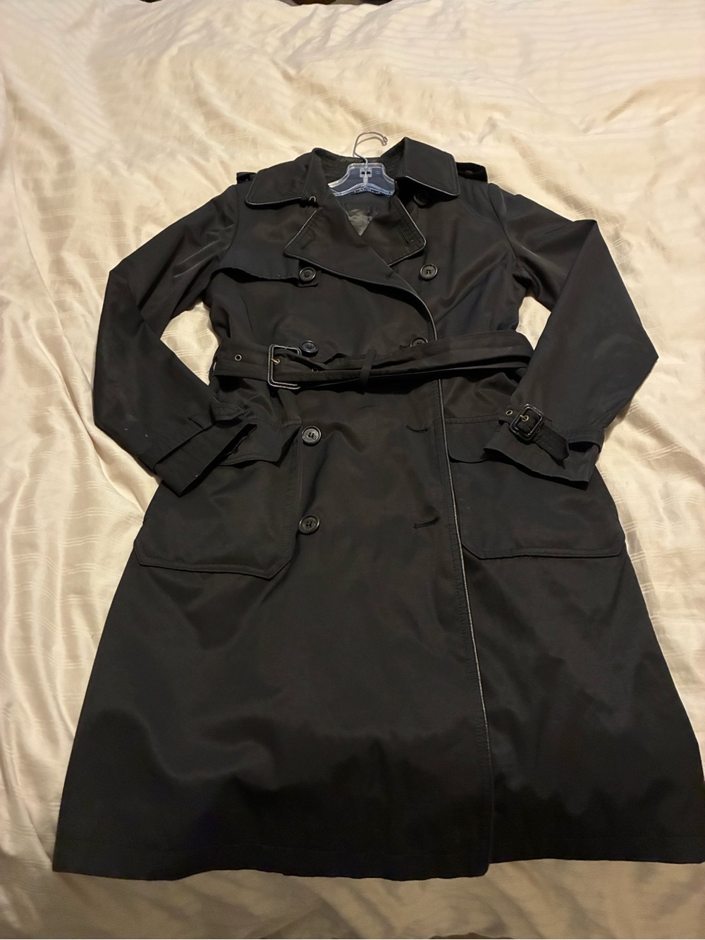 Ralph Lauren Black Double-Breasted Trench Coat with Belt